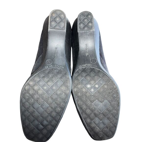 George Heels Women’s 8.5 Comfort Start Loafers Pumps Wedge Black Fabric Slip On - Picture 6 of 6